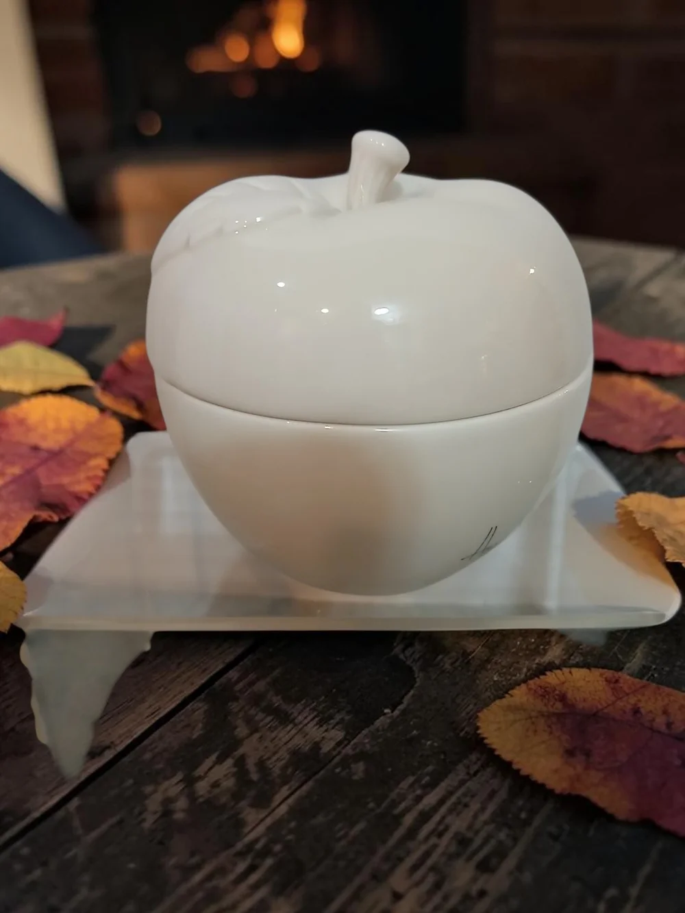 White Ceramic Apple Candle